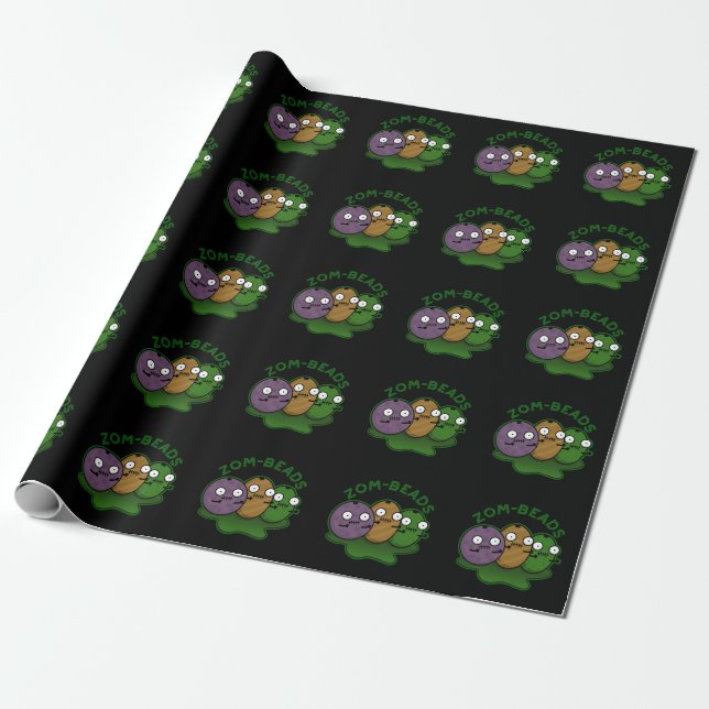 Papel De Regalo Zom-abalorios Funny Halloween Zombie Beads Pun Dar (Desenrollado)