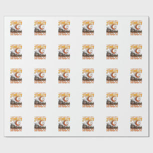 Papel De Regalo Zombies nos persiguen Halloween Cementerio Luna Cr