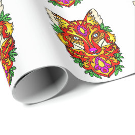 Papel De Regalo Zorro boho arte abstracto lobo púrpura rojo