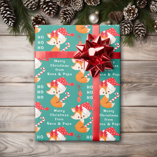 Papel De Regalo Zorro de Santa Personalizado Navidad