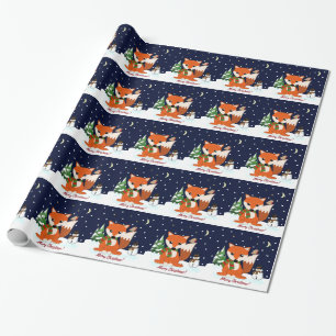 Papel De Regalo Zorro del navidad y texto lindos del personalizado