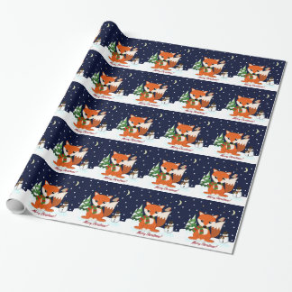 Papel De Regalo Zorro del navidad y texto lindos del personalizado