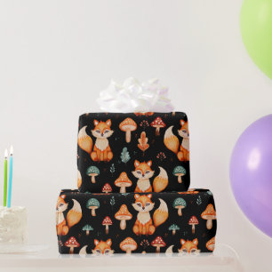 Papel De Regalo Zorro, setas silvestres y hojas de otoño