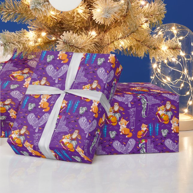 Papel De Regalo zorro y búho (Vacaciones)