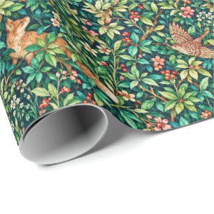 Papel De Regalo Zorro y faisán inspirados en William Morris