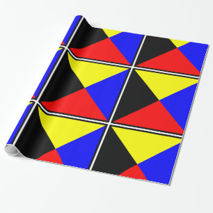 Papel De Regalo Zulú: azul, rojo, negro, amarillo