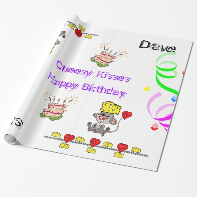 Papel de relleno Cheesy Mousey Heart Happy Birthda (Desenrollado)