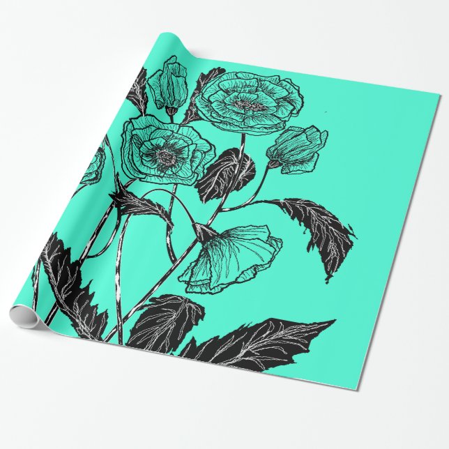 Papel de relleno de amapola Turquesa - Elija su co (Desenrollado)