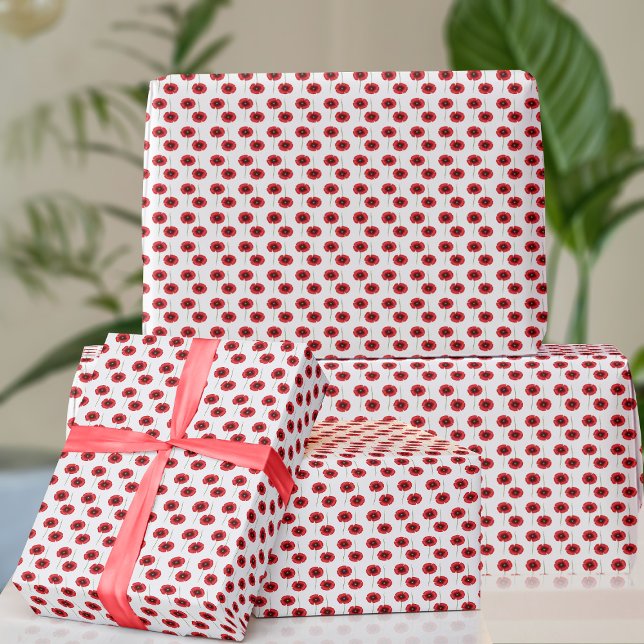 Papel de relleno de flores de cumpleaños de agosto (Cute red poppy wrapping paper just for you)