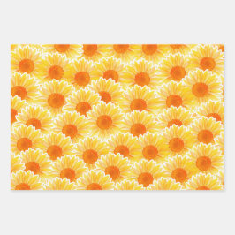 Papel de relleno de girasol conjunto de hojas plan