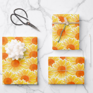Papel de relleno de girasol conjunto de hojas plan