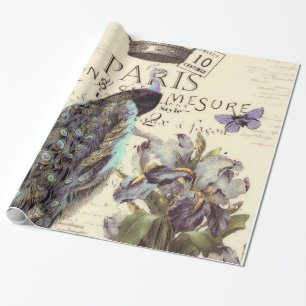 Papel de relleno de pavo real de París