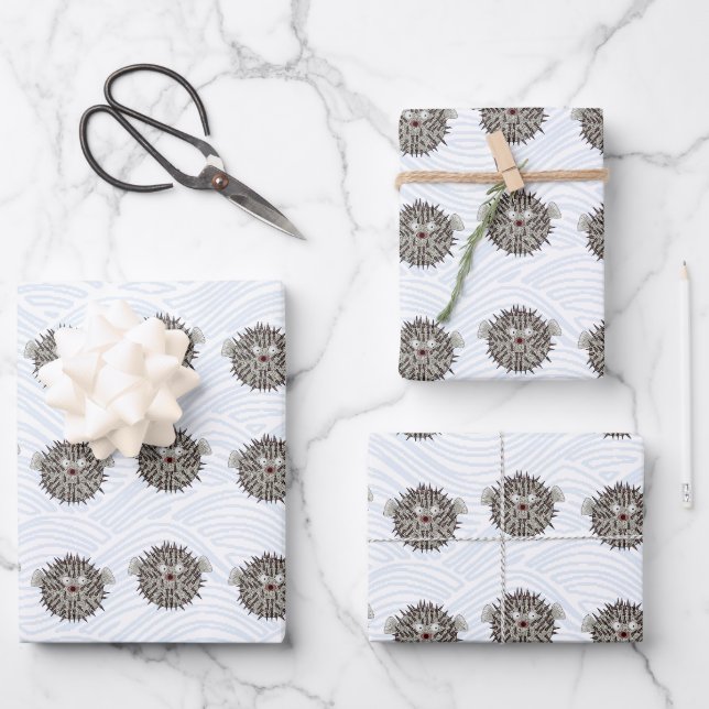 Papel de relleno de pez globo de 3 hojas planas (Anverso)