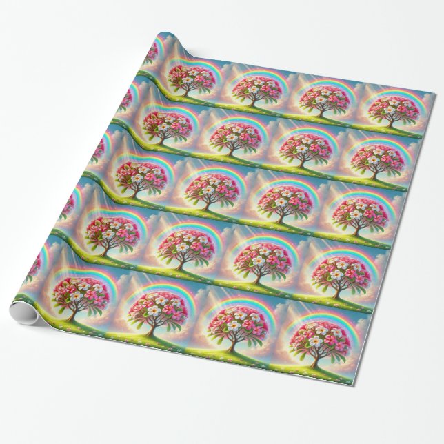 Papel de relleno de plumeria de arcoiris (Desenrollado)