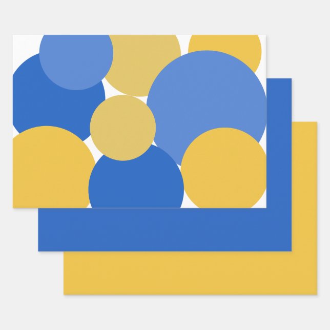 Papel de relleno de puntos de polka azul, amarillo (Set)