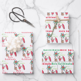 Papel de relleno hawaiano Santa Mele Kalikimaka