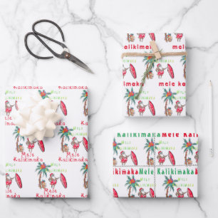 Papel de relleno hawaiano Santa Mele Kalikimaka