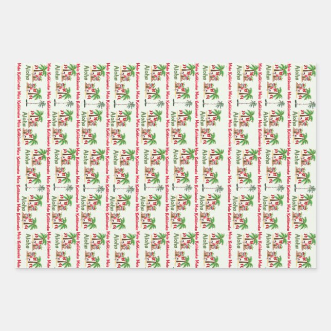 Papel de relleno para Navidades de Aloha Hawaii (Anverso)