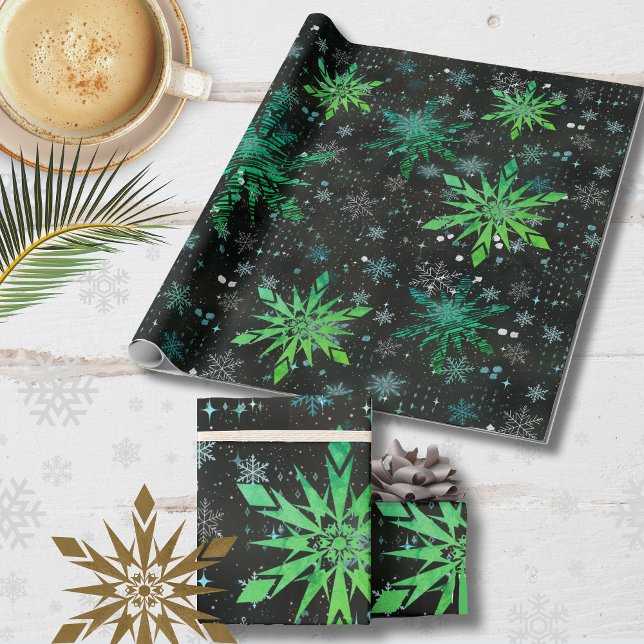 Papel de relleno para Navidades de color verde azu (Blue Green Ombre Christmas Wrapping Paper)