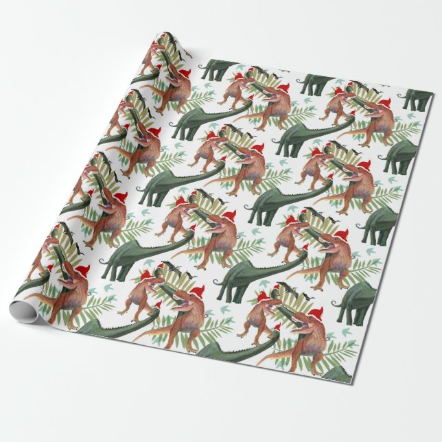 Papel de relleno para Navidades de dinosaurios (Desenrollado)