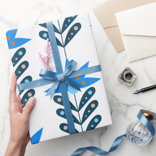 Papel de relleno para Navidades de flores azules (Regalar)