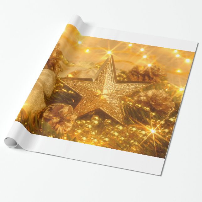 Papel de relleno para Navidades dorados (Desenrollado)
