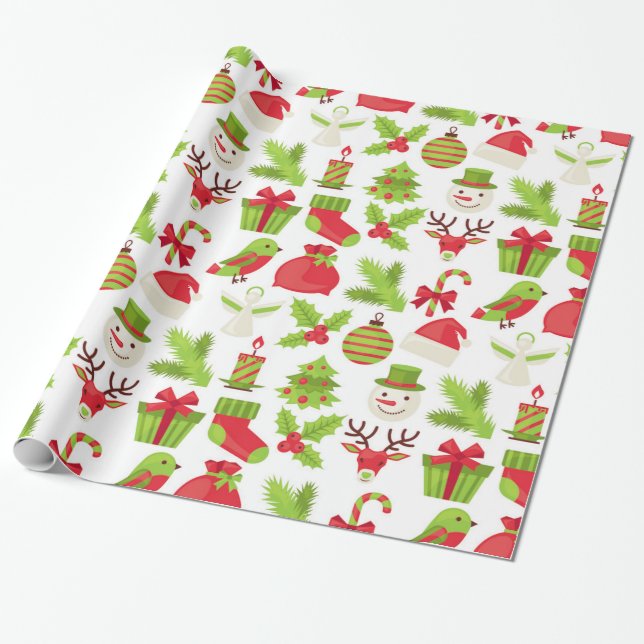 Papel de relleno para Navidades rojos y verdes (Desenrollado)