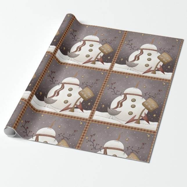 Papel de relleno primitivo de Snowman y Homespun (Desenrollado)