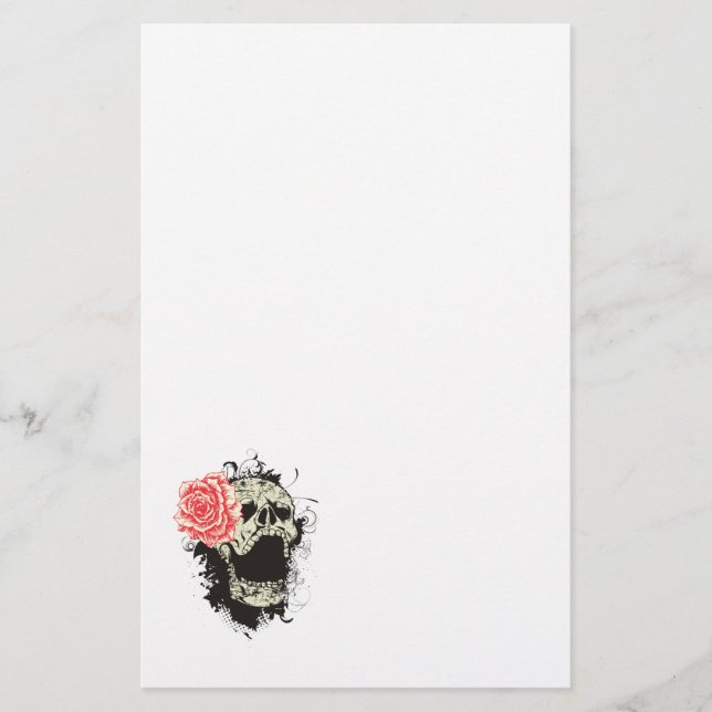 Papel de rosa y calavera para personalizados (Anverso)