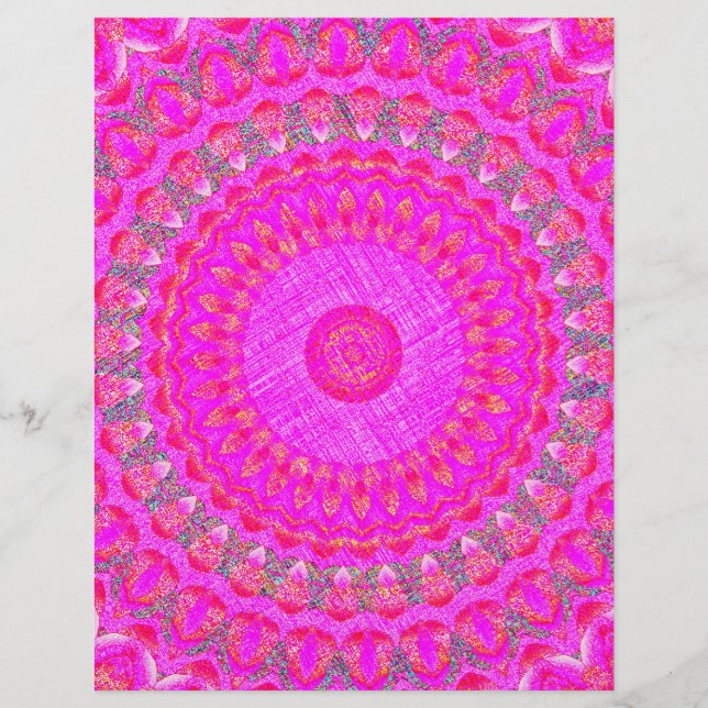 Papel de Scrapbook a Granel de Caleidoscopio Rosa (Frente)