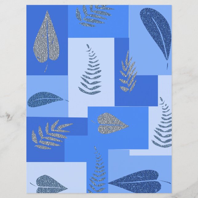 Papel de Scrapbook Abstracto Hoja Azul (Anverso)