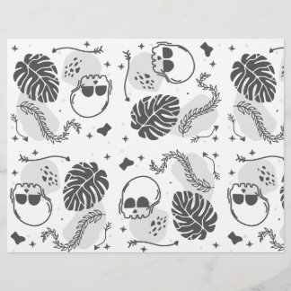 Papel de Scrapbook de Calaveras y Hojas de Hallowe