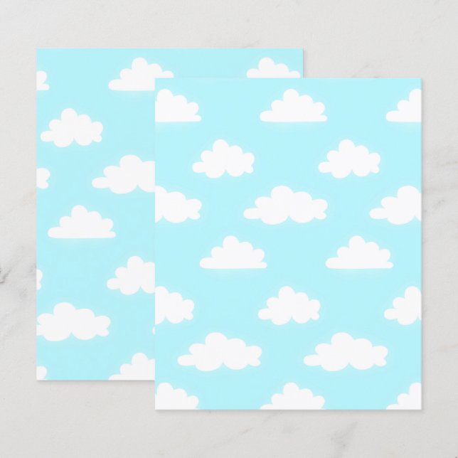 Papel de Scrapbook de Cielo Azul con Nubes Papeles (Anverso / Reverso)