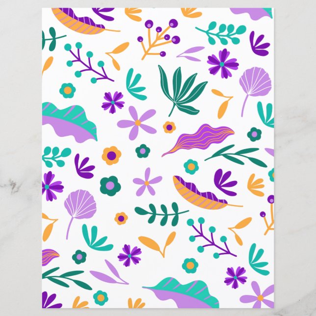 Papel de Scrapbook de Flores y Hojas Modernas Lind (Anverso)