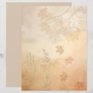 Papel de Scrapbook de Hojas y Hierba de Otoño Boho