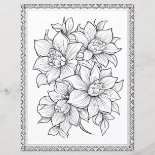 Papel de Scrapbook de Página para Colorear Floral 