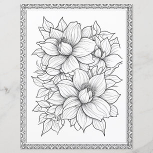 Papel de Scrapbook de Página para Colorear Floral 