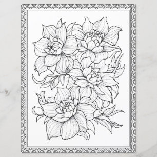Papel de Scrapbook de Página para Colorear Floral 