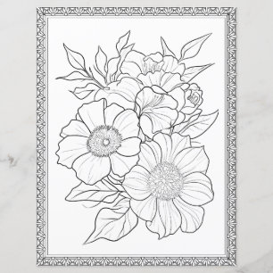 Papel de Scrapbook de Página para Colorear Floral 