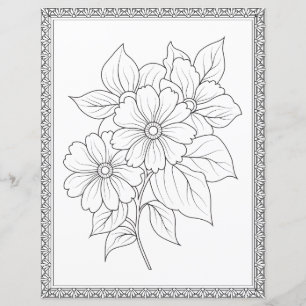 Papel de Scrapbook de Página para Colorear Floral 