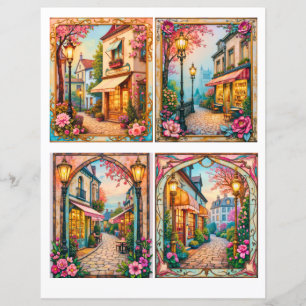 Papel de scrapbook efímero tarjetas de escenas de