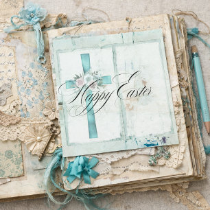 Papel de Scrapbook Elegante de Pascua Cristiana Az