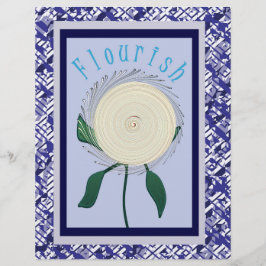 Papel de Scrapbook Flor de Florescencia Azul en Ho