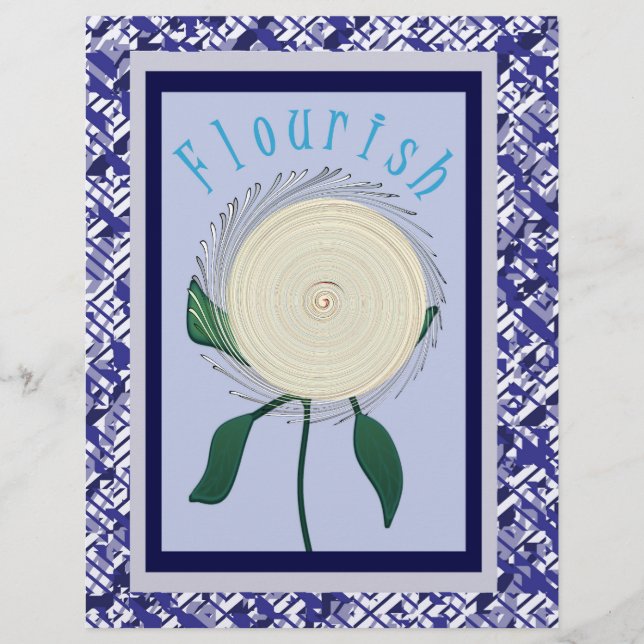 Papel de Scrapbook Flor de Florescencia Azul en Ho (Frente)