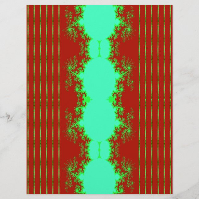 Papel de Scrapbook Navideño Fractal Rojo y Verde a (Frente)