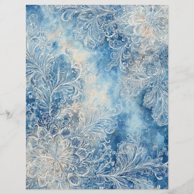 Papel de Scrapbooking Azul Encaje (Anverso)