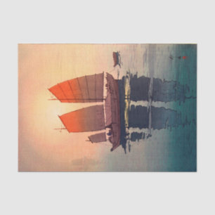 Papel De Seda 帆 船 朝 velero por la mañana, Hiroshi Yoshida