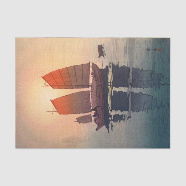 Papel De Seda 帆 船 朝 velero por la mañana, Hiroshi Yoshida (Anverso)