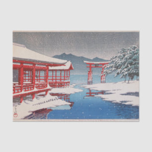 Papel De Seda 雪 の 宮 島, Santuario Miyajima en Nieve, Hasui Kawase