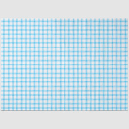 Papel De Seda 002 Cerulean Blue Gingham Tissue Paper